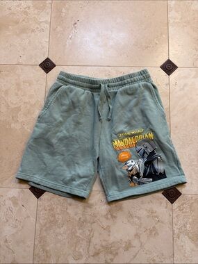 Star Wars Mandalorian Light Green Men's Fleece Athletic Shorts